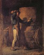 Jean Francois Millet The peasant in front of barrel oil painting on canvas